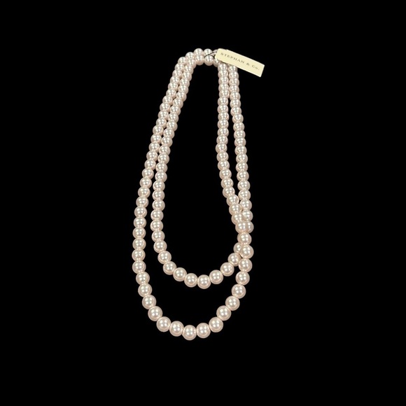 Jewelry - Pale Pink Faux Pearl Long Single Strand Necklace by Stephan & Co.